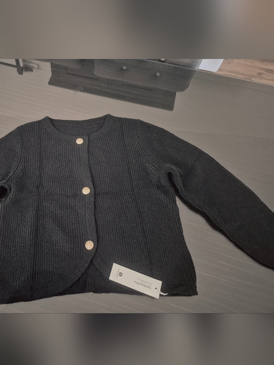 Soadimulsu Sweaters - Classic Black Ribbed Crewneck Sweater (Cardigan) w/ Gold Buttons. NWT!